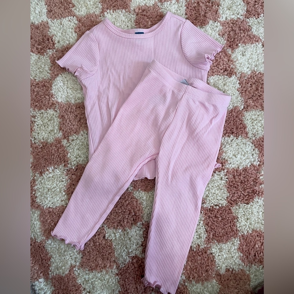 Pink Ribbed Toddler Outfit